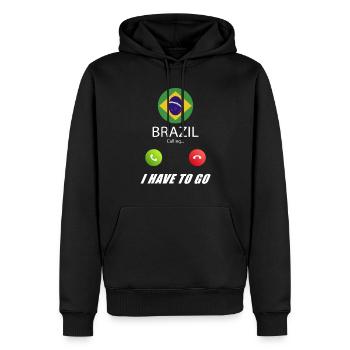 Brasilien ruft an Lusiger Flaggen Spruch - Männer Premium Bio Hoodie - Schwarz - Vorne - Nico (187cm)