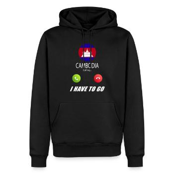Le Cambodge appelle le slogan du drapeau Lusiger - Sweat à capuche Premium bio Homme - noir - Devant - Nico (187cm)