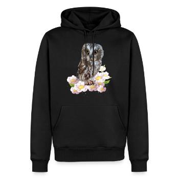 Nördliche Eule - Männer Premium Bio Hoodie - Schwarz - Vorne - Nico (187cm)