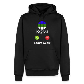 Komi calls to Lusiger flags saying - Men’s Premium Organic Hoodie - black - Front - Nico (187cm)