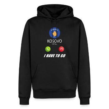 Le Kosovo appelle les drapeaux lusiger slogan - Sweat à capuche Premium bio Homme - noir - Devant - Nico (187cm)