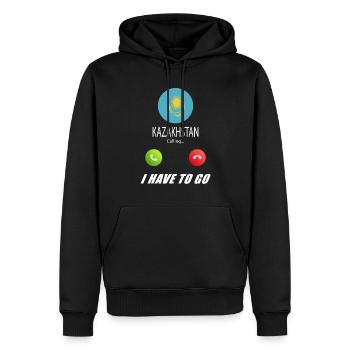 Kasachstan ruft an Lusiger Flaggen Spruch - Männer Premium Bio Hoodie - Schwarz - Vorne - Nico (187cm)