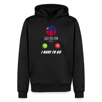 Liechtenstein ruft an Lusiger Flaggen Spruch - Männer Premium Bio Hoodie - Schwarz - Vorne - Nico (187cm)