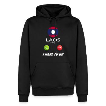 Laos ruft an Lusiger Flaggen Spruch - Männer Premium Bio Hoodie - Schwarz - Vorne - Nico (187cm)