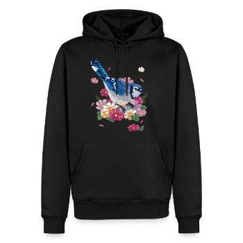 Blaue Chara - Männer Premium Bio Hoodie - Schwarz - Vorne - Nico (187cm)