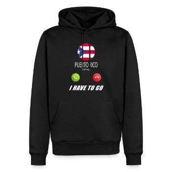 PUERTO RICO appelle aux drapeaux Lusiger en disant - Sweat à capuche Premium bio Homme - noir - Devant - Nico (187cm)