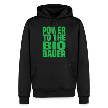 Power To The Bio Bauer - Männer Premium Bio Hoodie - Schwarz - Vorne - Nico (187cm)