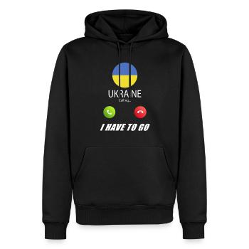 Ukraine ruft an Lusiger Flaggen Spruch - Männer Premium Bio Hoodie - Schwarz - Vorne - Nico (187cm)