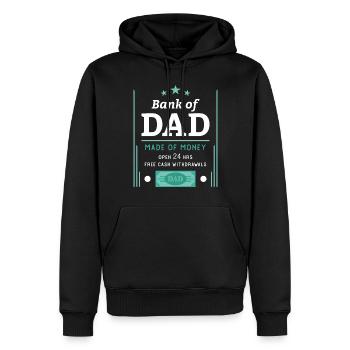 Bank von Papa - Männer Premium Bio Hoodie - Schwarz - Vorne - Nico (187cm)