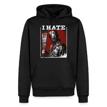 I Hate People Halloween Shirt - Men’s Premium Organic Hoodie - black - Front - Nico (187cm)