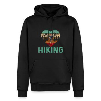 Vintage Love Hiking Heart - Sweat à capuche Premium bio Homme - noir - Devant - Nico (187cm)