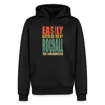Rocball Dire Drôle - Sweat à capuche Premium bio Homme - noir - Devant - Nico (187cm)