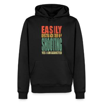 Tournage en disant drôle - Sweat à capuche Premium bio Homme - noir - Devant - Nico (187cm)
