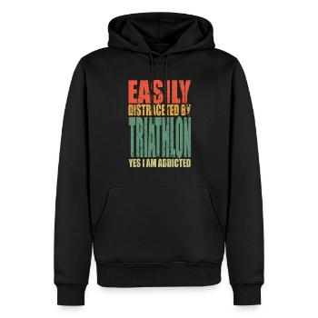 Triathlon Spruch lustig - Männer Premium Bio Hoodie - Schwarz - Vorne - Nico (187cm)