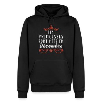 les princesses sont nées en décembre - Sweat à capuche Premium bio Homme - noir - Devant - Nico (187cm)
