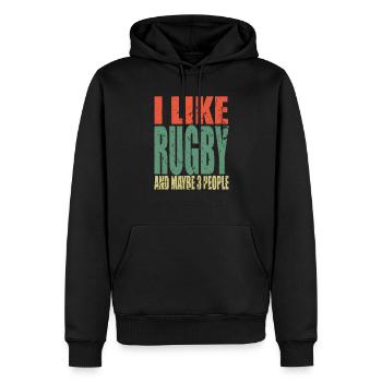 Rugby Spruch lustig - Männer Premium Bio Hoodie - Schwarz - Vorne - Nico (187cm)