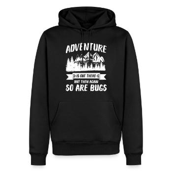 Abenteuer ist da draußen - aber auch Bugs - Männer Premium Bio Hoodie - Schwarz - Vorne - Nico (187cm)