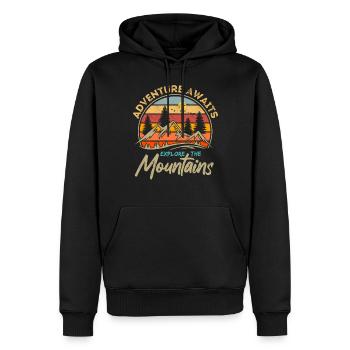 L’aventure vous attend - Explorez les montagnes - Retro - Sweat à capuche Premium bio Homme - noir - Devant - Nico (187cm)