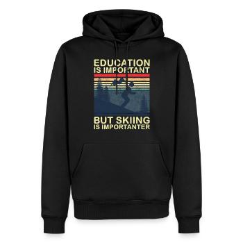 L’éducation est importante, mais le ski est plus important - Sweat à capuche Premium bio Homme - noir - Devant - Nico (187cm)