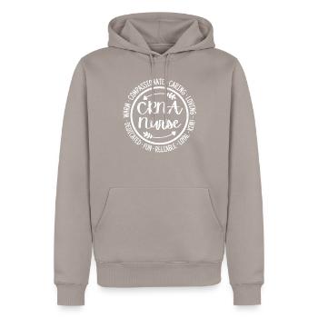 CRNA Nurse Certified Registered Nurse Anästhesist - Männer Premium Bio Hoodie - Taupe - Vorne - Nico (187cm)
