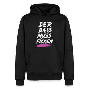Der Bass Muss F***** Festival - Männer Premium Bio Hoodie - Schwarz - Vorne - Nico (187cm)