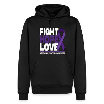 Fight Hope Love - Stomach Cancer Awareness - Männer Premium Bio Hoodie - Schwarz - Vorne - Nico (187cm)