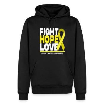 Fight Hope Love - F*** Bone Cancer - Männer Premium Bio Hoodie - Schwarz - Vorne - Nico (187cm)