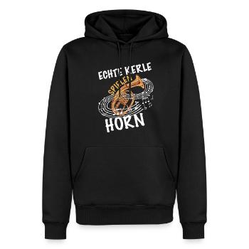 Echte Kerle spielen Horn - Männer Premium Bio Hoodie - Schwarz - Vorne - Nico (187cm)