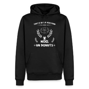 Tout ce que je veux pour Noël, un DONUTS - Sweat à capuche Premium bio Homme - noir - Devant - Nico (187cm)