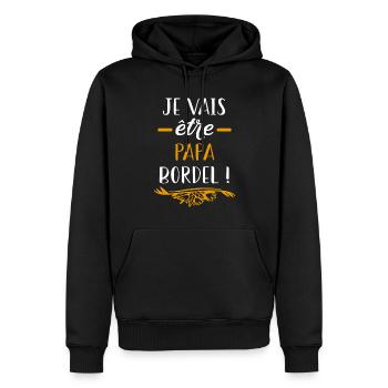 Je vais être papa bordel - Sweat à capuche Premium bio Homme - noir - Devant - Nico (187cm)