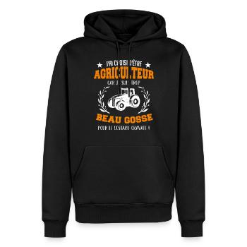 j'ai choisi d'être agriculteur beau gosse - Sweat à capuche Premium bio Homme - noir - Devant - Nico (187cm)