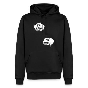 J’ai faim moi aussi. - Sweat à capuche Premium bio Homme - noir - Devant - Nico (187cm)
