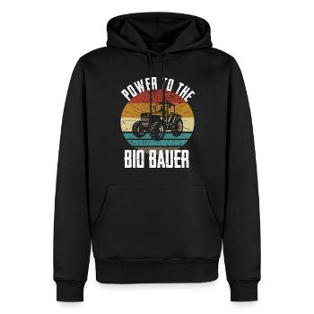 Power To The Bio Bauer - Traktor - Männer Premium Bio Hoodie - Schwarz - Vorne - Nico (187cm)
