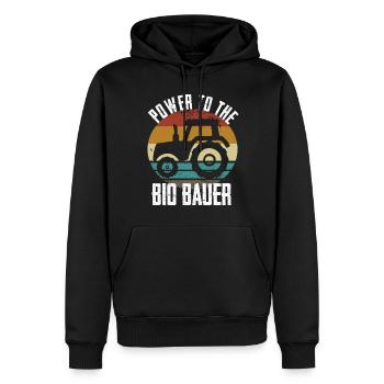 Power To The Bio Bauer - Traktor - Männer Premium Bio Hoodie - Schwarz - Vorne - Nico (187cm)