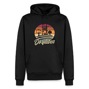 Dorfleben Mühle Sonnenuntergang - Männer Premium Bio Hoodie - Schwarz - Vorne - Nico (187cm)