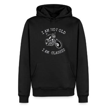 Ich bin nicht alt, aber ein Klassiker - Männer Premium Bio Hoodie - Schwarz - Vorne - Nico (187cm)