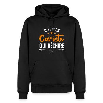 je suis un cariste qui déchire - Sweat à capuche Premium bio Homme - noir - Devant - Nico (187cm)