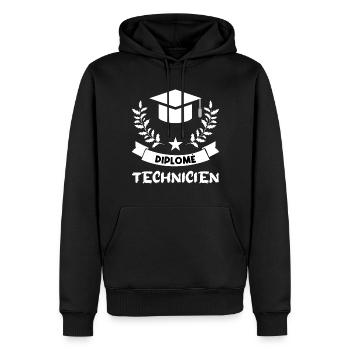 diplômé technicien. - Sweat à capuche Premium bio Homme - noir - Devant - Nico (187cm)