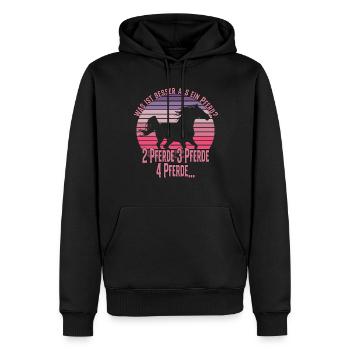 Was Ist Besser Als Ein Pferd? Pferde Spruch - Männer Premium Bio Hoodie - Schwarz - Vorne - Nico (187cm)