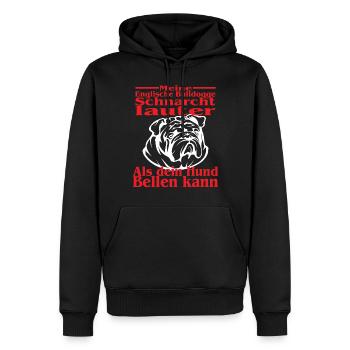 Meine Englische Bulldogge Schnarcht - Dogge Spruch - Männer Premium Bio Hoodie - Schwarz - Vorne - Nico (187cm)