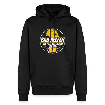 Bauhelfer ich bin hier wegen bier Baustelle - Männer Premium Bio Hoodie - Schwarz - Vorne - Nico (187cm)