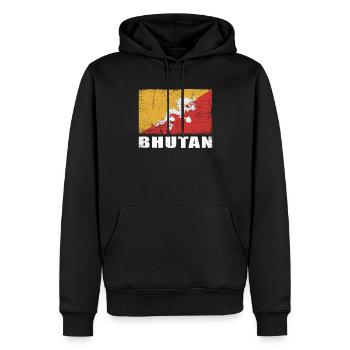 Drapeau du Bhoutan Grunge Drapeau du Bhoutan - Sweat à capuche Premium bio Homme - noir - Devant - Nico (187cm)