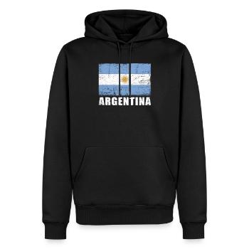 Drapeau argentin Grunge Drapeau argentin - Sweat à capuche Premium bio Homme - noir - Devant - Nico (187cm)
