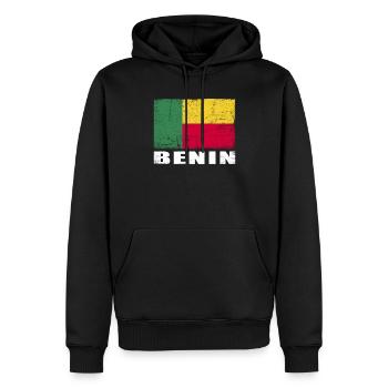 Benin Flagge Grunge Benin Fahne - Männer Premium Bio Hoodie - Schwarz - Vorne - Nico (187cm)