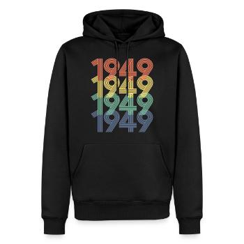 1949 75e anniversaire hommes femmes 75 ans vintage - Sweat à capuche Premium bio Homme - noir - Devant - Nico (187cm)