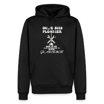 oui je suis plombier - Sweat à capuche Premium bio Homme - noir - Devant - Nico (187cm)