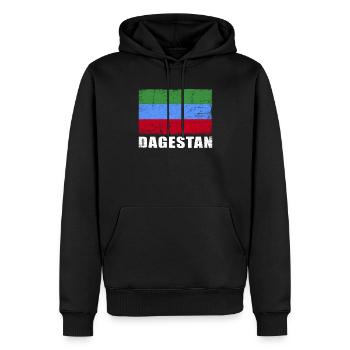Drapeau du Daghestan Grunge Drapeau du Daghestan - Sweat à capuche Premium bio Homme - noir - Devant - Nico (187cm)