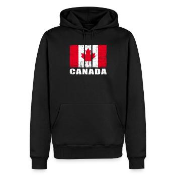 Drapeau du Canada Grunge Drapeau du Canada - Sweat à capuche Premium bio Homme - noir - Devant - Nico (187cm)