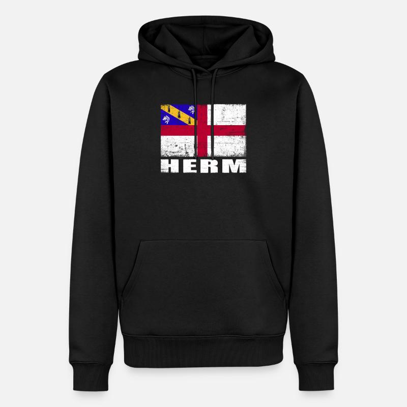 Drapeau Herm Grunge Drapeau Herm - Sweat à capuche Premium bio Homme - noir