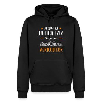 je suis le meilleur papa car je suis agriculteur. - Sweat à capuche Premium bio Homme - noir - Devant - Nico (187cm)